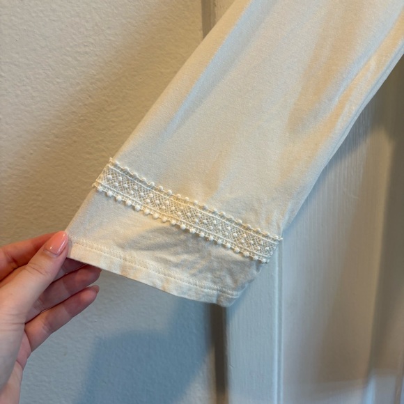 Talbots Cream Quarter Length Sleeve T-Shirt - Size Large - Picture 4 of 6